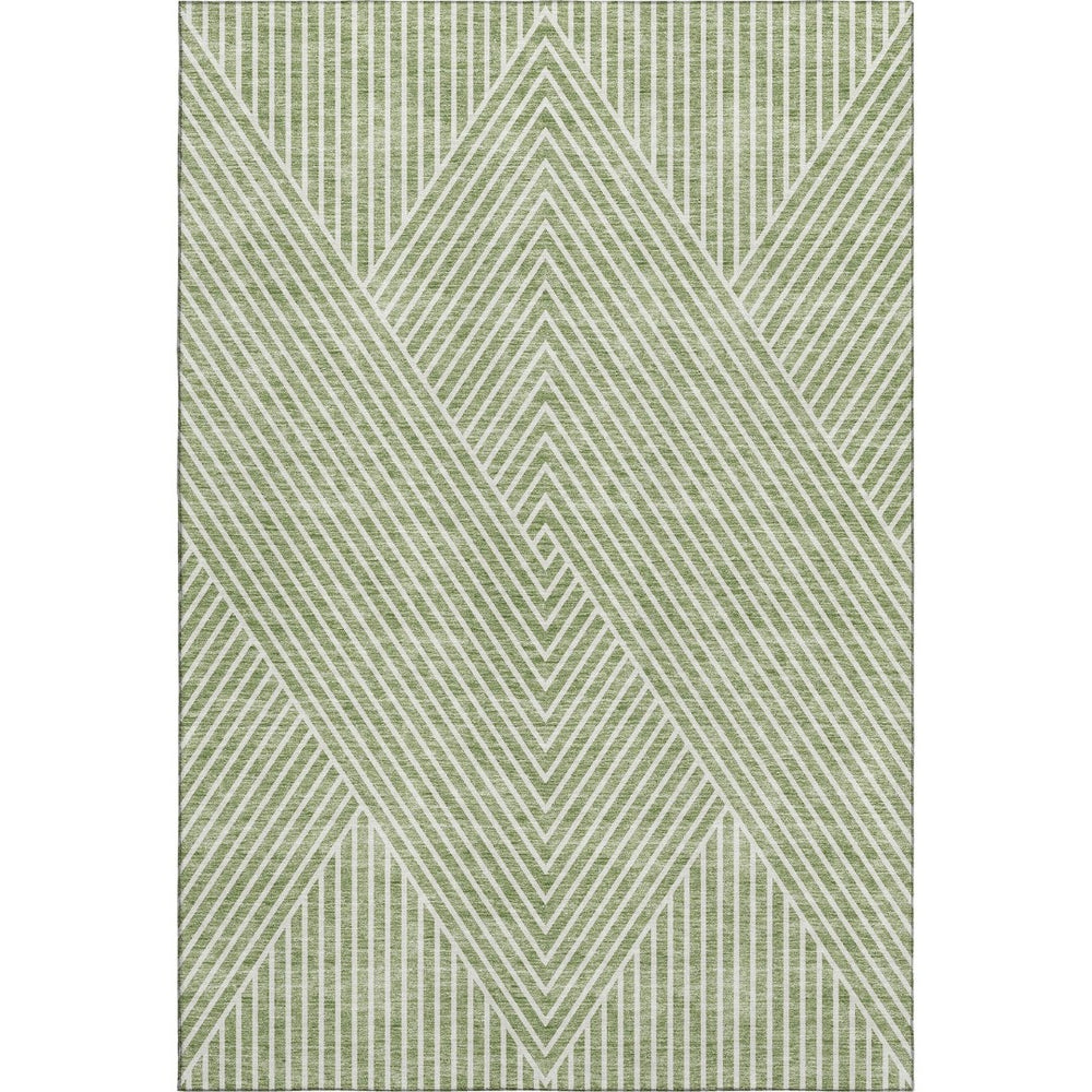 HomeRoots 10' X 14' Artichoke Green Geometric Area Rug – Washable, UV Protected & Stain-Resistant for Durability 674622