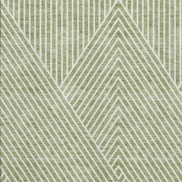 HomeRoots 10' X 14' Artichoke Green Geometric Area Rug – Washable, UV Protected & Stain-Resistant for Durability 674622