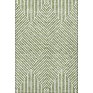 HomeRoots 10' X 14' Artichoke Green Geometric Area Rug – Washable, UV Protected & Stain-Resistant for Durability 674622