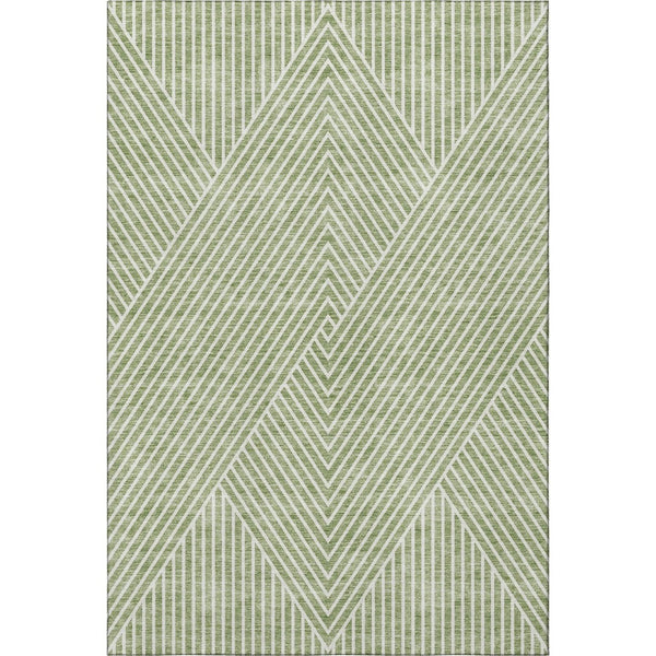 HomeRoots 10' X 14' Artichoke Green Geometric Area Rug – Washable, UV Protected & Stain-Resistant for Durability 674622