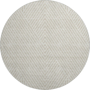 HomeRoots 8' Stylish Beige and Ivory Geometric Round Rug – Washable, UV Protected, Perfect for Homes with Kids! 674625