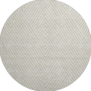 HomeRoots 8' Stylish Beige and Ivory Geometric Round Rug – Washable, UV Protected, Perfect for Homes with Kids! 674625