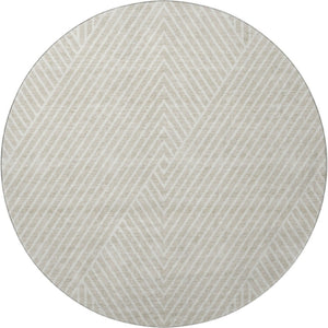HomeRoots 8' Stylish Beige and Ivory Geometric Round Rug – Washable, UV Protected, Perfect for Homes with Kids! 674625