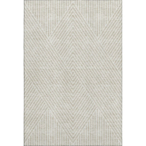 HomeRoots 8' X 10' Beige and Ivory Geometric Area Rug - Washable, Stain Resistant & UV Protected for Homes 674626