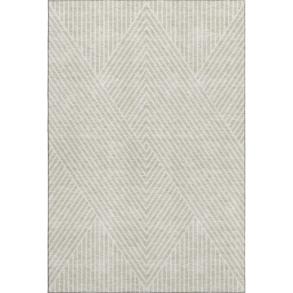 HomeRoots 8' X 10' Beige and Ivory Geometric Area Rug - Washable, Stain Resistant & UV Protected for Homes 674626