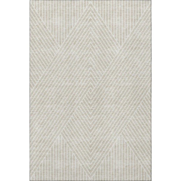 HomeRoots 8' X 10' Beige and Ivory Geometric Area Rug - Washable, Stain Resistant & UV Protected for Homes 674626
