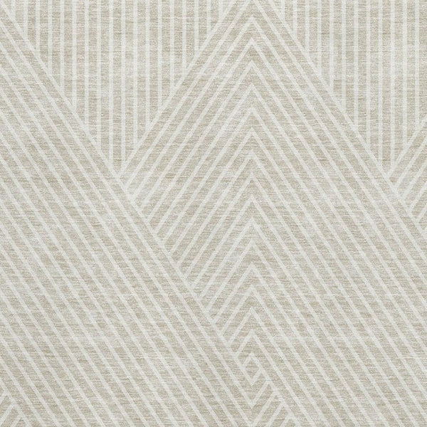 HomeRoots 9' X 12' Washable Beige & Ivory Geometric Area Rug - Durable, UV-Protected, Perfect for Families! 674627