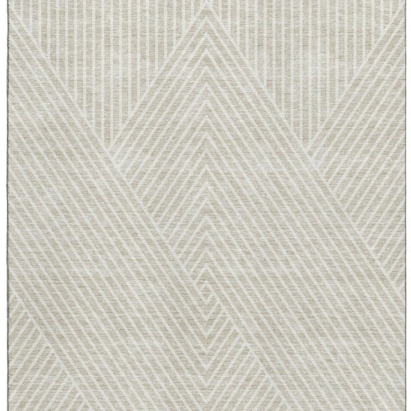 HomeRoots 10' X 14' Beige Geometric Area Rug - Washable, UV-Protected, Stylish, Stain-Resistant for Busy Homes 674628