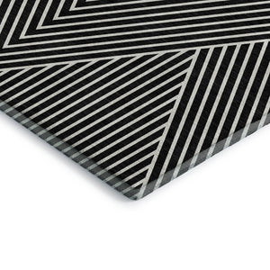 HomeRoots 5' X 8' Black And Ivory Geometric Area Rug - Washable, UV Protected, Stylish & Stain Resistant Design 674630