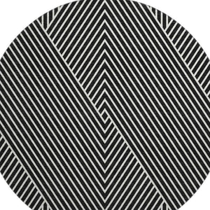 HomeRoots 8' Black And Ivory Geometric Round Rug - Washable, UV-Protected, Durable, Modern Design for Homes 674631