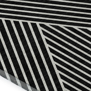 HomeRoots 9' X 12' Black And Ivory Geometric Area Rug – Washable, UV Protected, Durable, Ideal for Busy Homes 674633