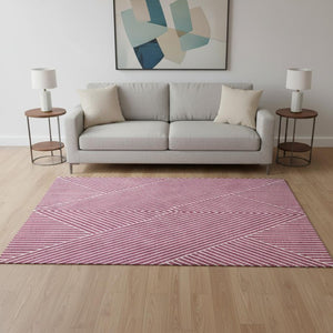 HomeRoots 5' X 8' Blush & Ivory Geometric Area Rug – Soft, Stain-Resistant, UV-Protected for Modern Homes 674636