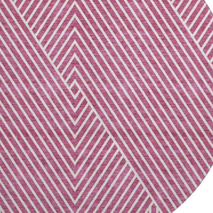 HomeRoots 8' Blush and Ivory Geometric Round Rug - Stylish, Washable, Stain-Resistant, UV Protected Decor Piece 674637