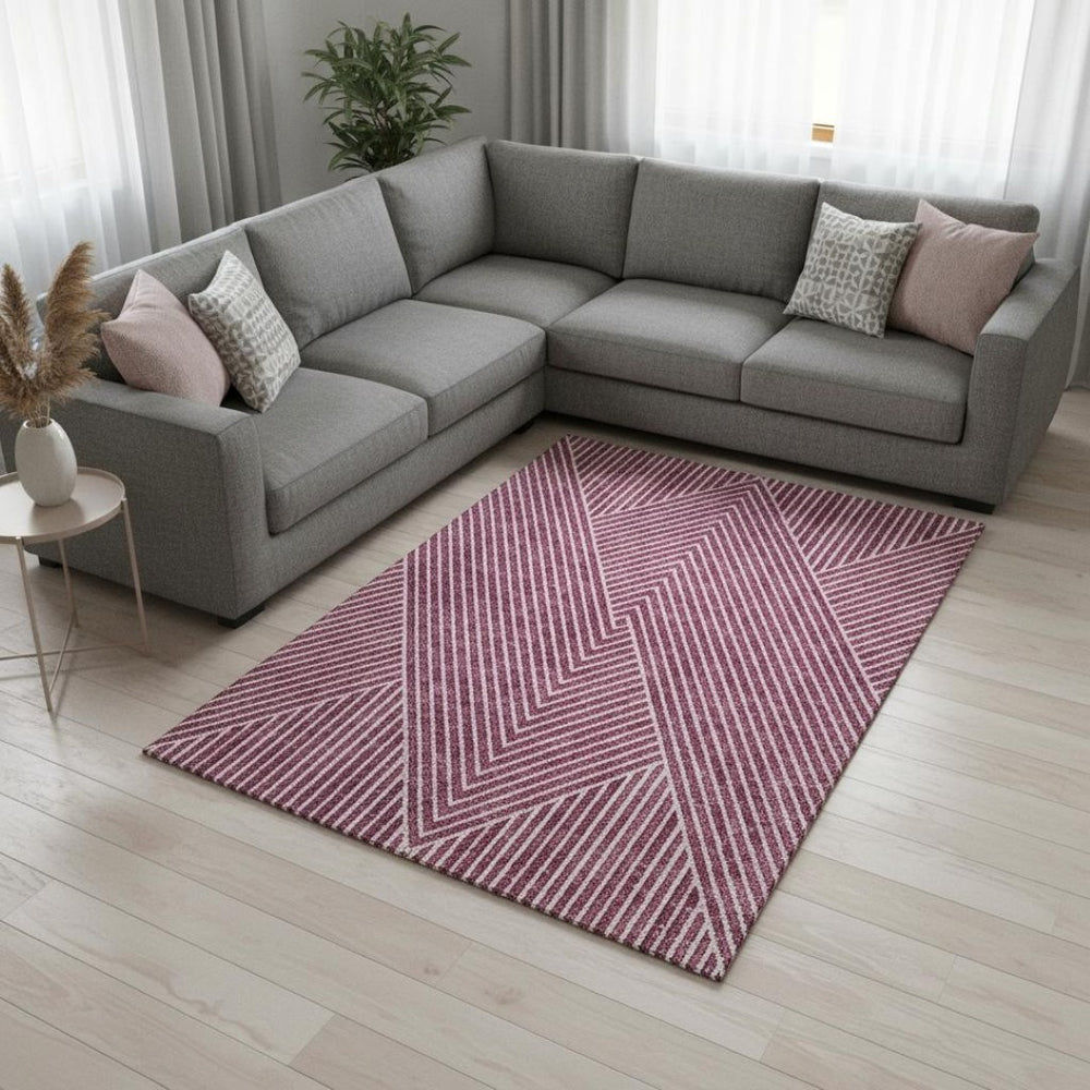 HomeRoots 8' X 10' Blush Ivory Geometric Washable Area Rug with UV Protection for Stylish, Family-Friendly Living 674638