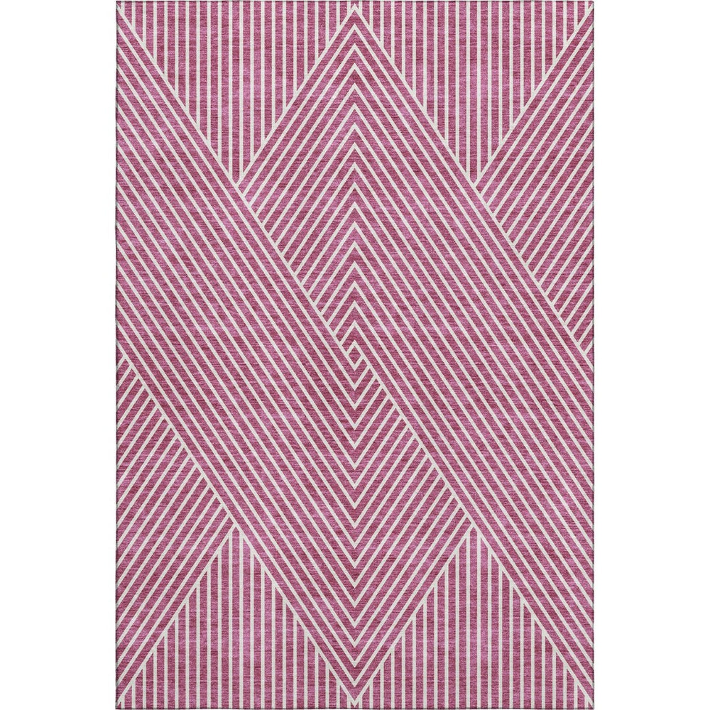 HomeRoots 8' X 10' Blush Ivory Geometric Washable Area Rug with UV Protection for Stylish, Family-Friendly Living 674638