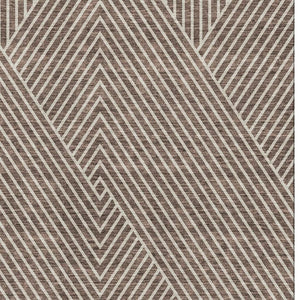 HomeRoots 5' X 8' Geometric Washable Area Rug - Brown & Beige, UV Protected, Durable, Ideal for High-Traffic Areas 674642