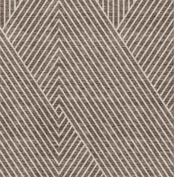 HomeRoots 5' X 8' Geometric Washable Area Rug - Brown & Beige, UV Protected, Durable, Ideal for High-Traffic Areas 674642