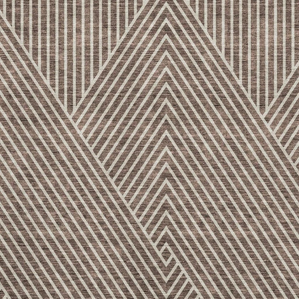 HomeRoots 8' X 10' Brown and Beige Geometric Area Rug – Durable, Washable, UV-Protected for Modern Spaces! 674644