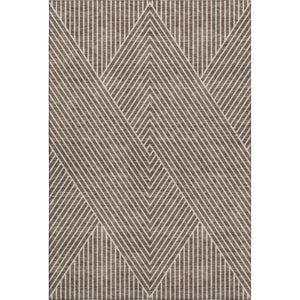 HomeRoots 9' X 12' Brown & Beige Geometric Washable Area Rug – Stylish, Durable, UV-Protected for High Traffic Areas 674645
