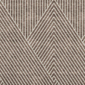 HomeRoots 9' X 12' Brown & Beige Geometric Washable Area Rug – Stylish, Durable, UV-Protected for High Traffic Areas 674645