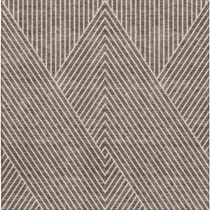 HomeRoots 9' X 12' Brown & Beige Geometric Washable Area Rug – Stylish, Durable, UV-Protected for High Traffic Areas 674645