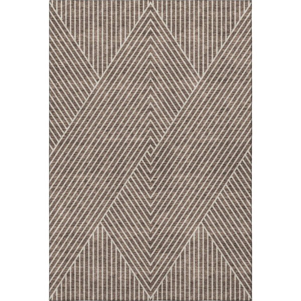 HomeRoots 10' Modern Brown and Beige Geometric Washable Area Rug with UV Protection for High-Traffic Spaces 674646