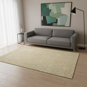 HomeRoots 5' X 8' Gold and Ivory Geometric Area Rug - Washable, UV Protected, Pet-Friendly & Stylish Decor 674648