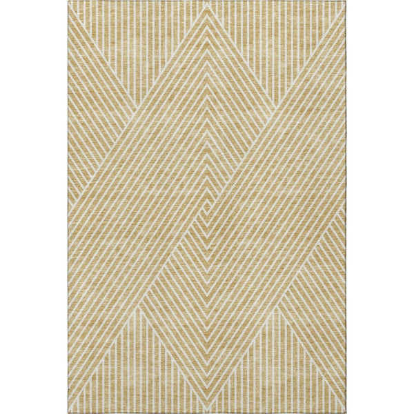 HomeRoots 5' X 8' Gold and Ivory Geometric Area Rug - Washable, UV Protected, Pet-Friendly & Stylish Decor 674648