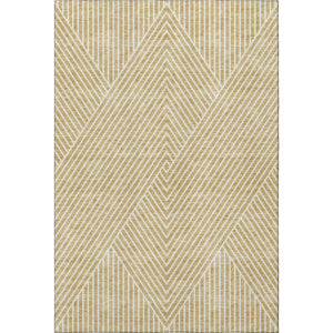 HomeRoots 8' X 10' Gold And Ivory Geometric Washable Area Rug - Durable, Stain Resistant, UV Protected Design 674650