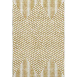 HomeRoots 9' X 12' Gold And Ivory Geometric Area Rug – Durable, Washable, UV-Protected for Stylish Homes 674651
