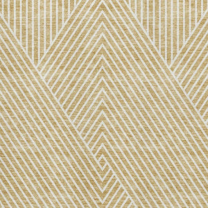 HomeRoots 9' X 12' Gold And Ivory Geometric Area Rug – Durable, Washable, UV-Protected for Stylish Homes 674651