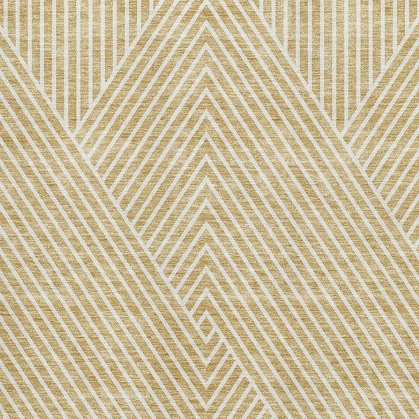 HomeRoots 9' X 12' Gold And Ivory Geometric Area Rug – Durable, Washable, UV-Protected for Stylish Homes 674651