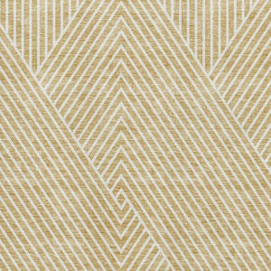 HomeRoots 10' X 14' Gold and Ivory Geometric Area Rug – Washable, UV Protected, Modern Style for Any Room 674652