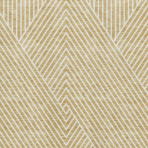 HomeRoots 10' X 14' Gold and Ivory Geometric Area Rug – Washable, UV Protected, Modern Style for Any Room 674652