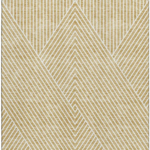 HomeRoots 10' X 14' Gold and Ivory Geometric Area Rug – Washable, UV Protected, Modern Style for Any Room 674652