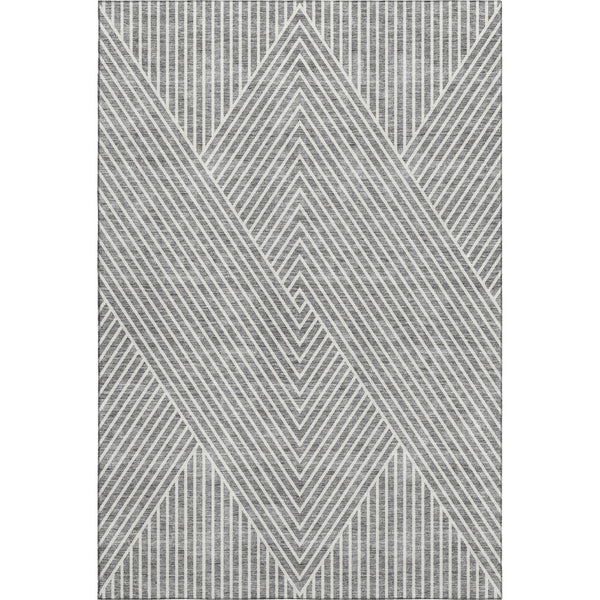 HomeRoots 9' X 12' Gray Geometric Washable Area Rug with UV Protection - Durable, Soft, and Stylish for Homes 674657