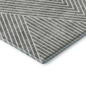 HomeRoots 9' X 12' Gray Geometric Washable Area Rug with UV Protection - Durable, Soft, and Stylish for Homes 674657