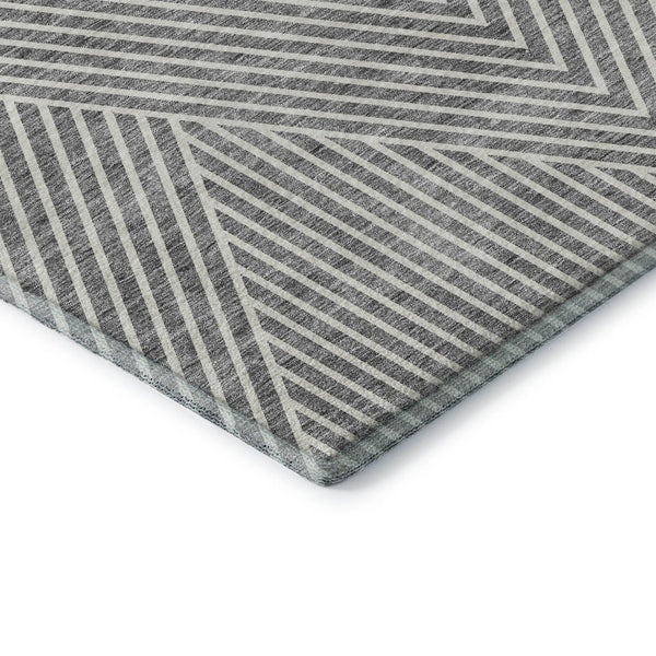 HomeRoots 9' X 12' Gray Geometric Washable Area Rug with UV Protection - Durable, Soft, and Stylish for Homes 674657
