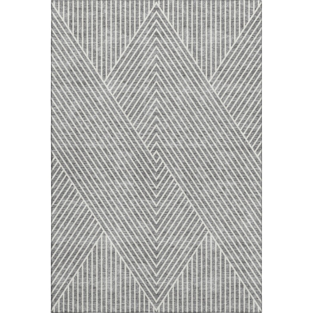 HomeRoots 10' X 14' Modern Gray and Ivory Geometric Area Rug – Washable, UV-Protected, Ideal for Homes with Kids & Pets 674658