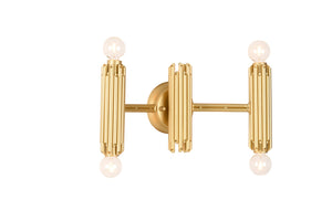 Wildwood Baldwin Four Lite Sconce — Handcrafted Italian Matte Gold Rod Design, Compact Ambient Vanity Light 67466