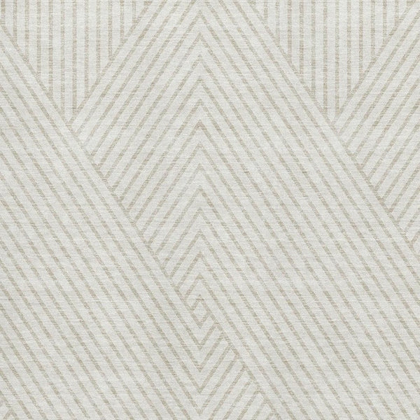 HomeRoots 5' X 8' Ivory and Beige Geometric Area Rug with UV Protection – Stylish, Washable, and Durable! 674660