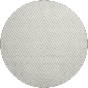 HomeRoots 8' Ivory and Beige Geometric Round Rug - Washable, Stain-Resistant, UV Protected for Busy Homes 674661