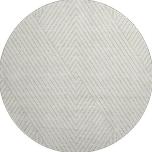 HomeRoots 8' Ivory and Beige Geometric Round Rug - Washable, Stain-Resistant, UV Protected for Busy Homes 674661