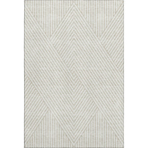 HomeRoots 8' X 10' Ivory and Beige Geometric Area Rug – Washable, UV-Protected, Stylish & Stain-Resistant Design 674662