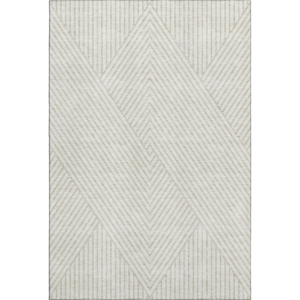 HomeRoots 8' X 10' Ivory and Beige Geometric Area Rug – Washable, UV-Protected, Stylish & Stain-Resistant Design 674662
