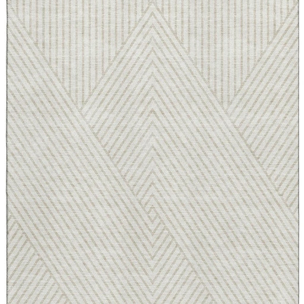 HomeRoots 9' X 12' Ivory & Beige Geometric Area Rug - Soft, Washable, UV-Protected for Modern Homes & Families 674663