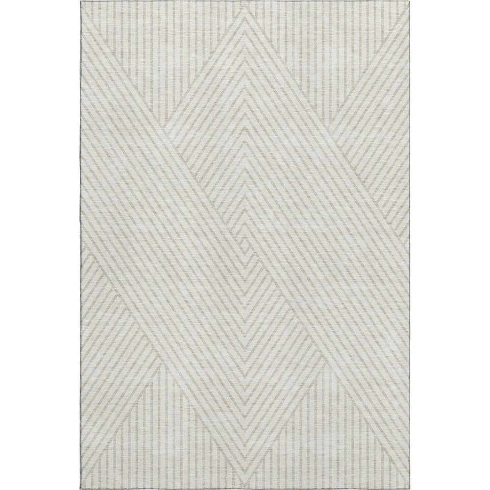 HomeRoots 10' X 14' Ivory and Beige Geometric Area Rug – Stylish, Washable, UV Protected for Homes with Kids & Pets 674664