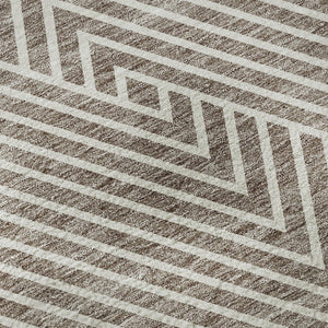 HomeRoots 5' X 8' Taupe & Ivory Geometric Washable Area Rug - Durable, Stylish & Perfect for High-Traffic Spaces! 674666