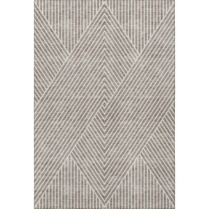 HomeRoots 5' X 8' Taupe & Ivory Geometric Washable Area Rug - Durable, Stylish & Perfect for High-Traffic Spaces! 674666