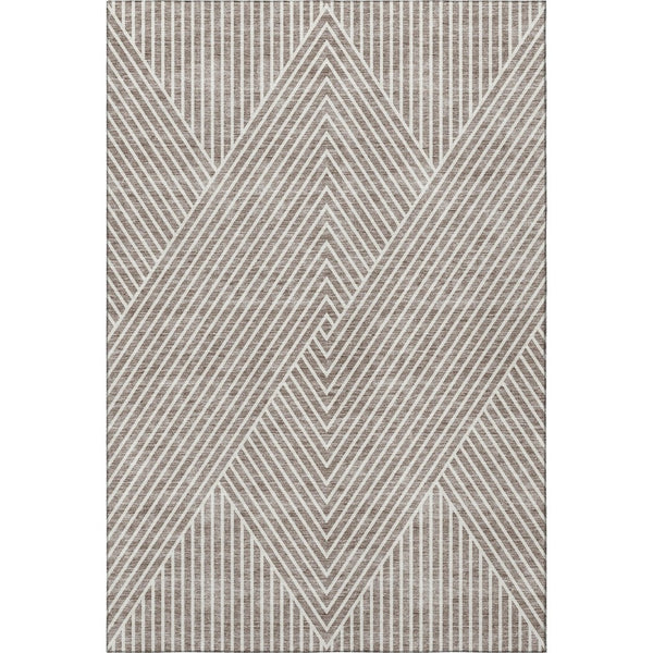 HomeRoots 5' X 8' Taupe & Ivory Geometric Washable Area Rug - Durable, Stylish & Perfect for High-Traffic Spaces! 674666